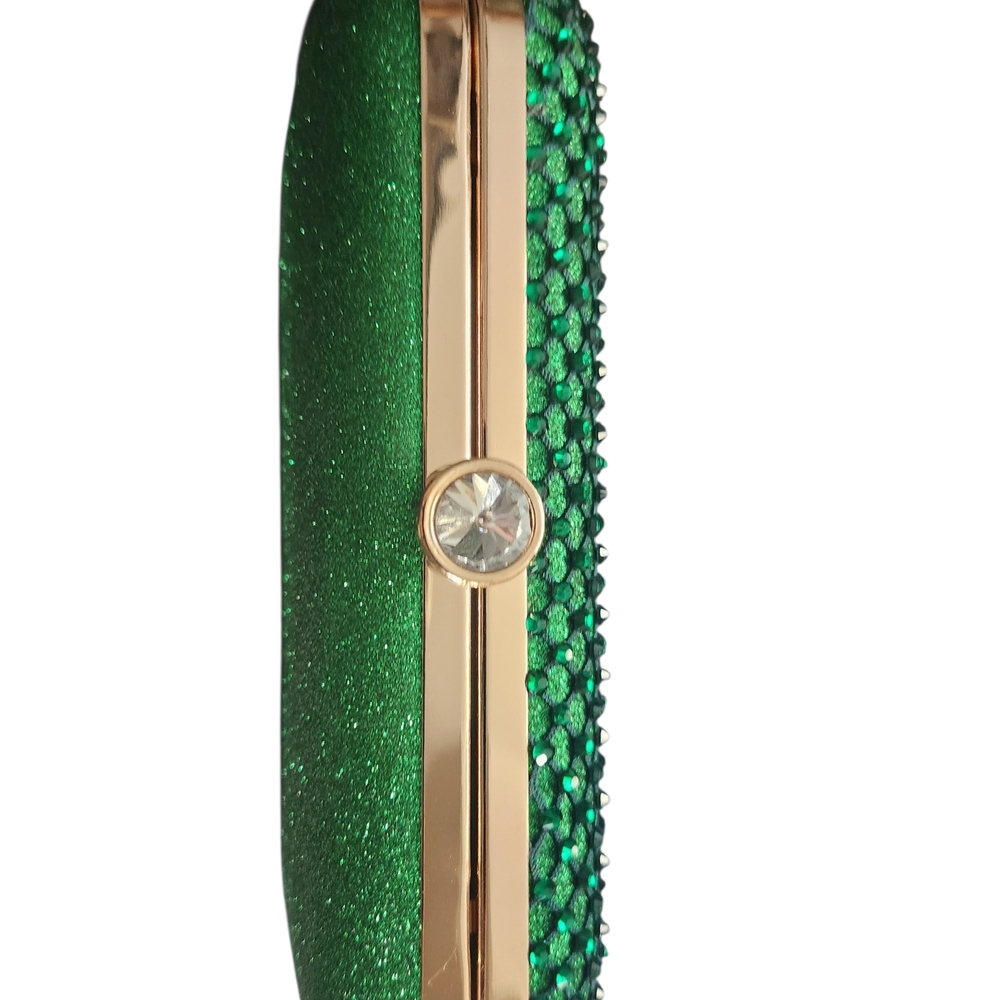 Sparkling Green Clutch with Gold Trim